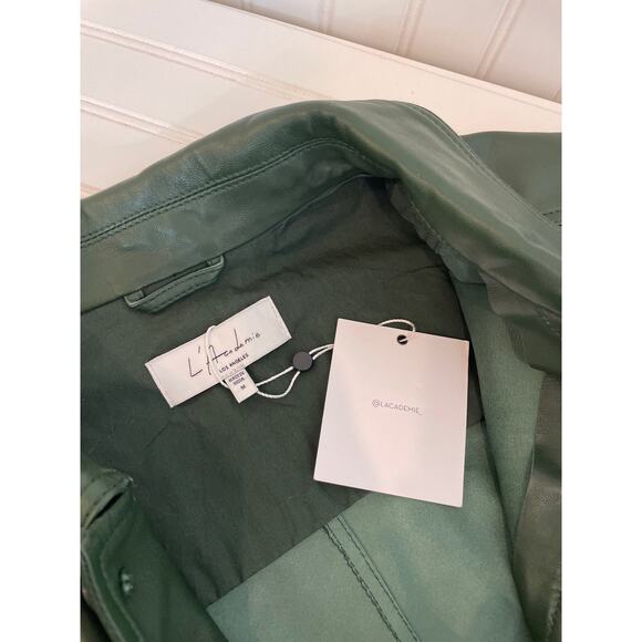NWT REVOLVE Nikko Leather Shacket in GreenL'Academie Moto Biker Outdoor Size M - Picture 7 of 9